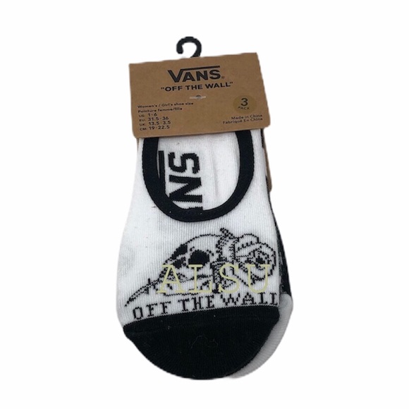 VANS No Show Socks 3 PACK Black White Unisex - Picture 4 of 4
